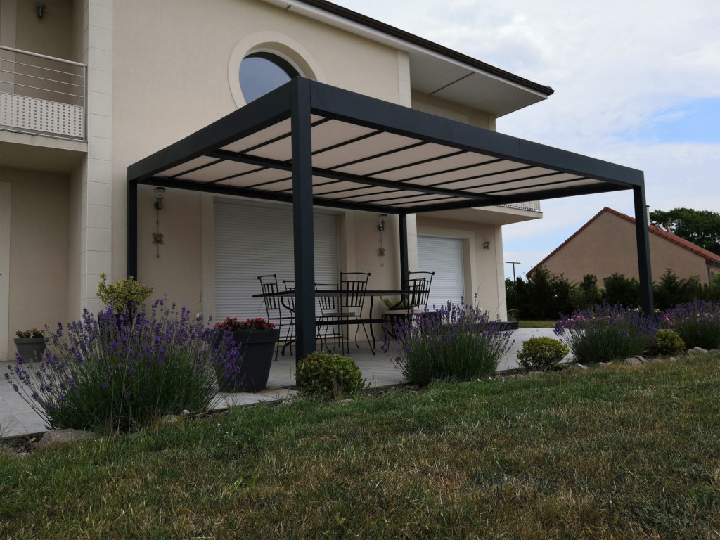 Pergola métal tonnelle abris sur mesure france moderne design gris